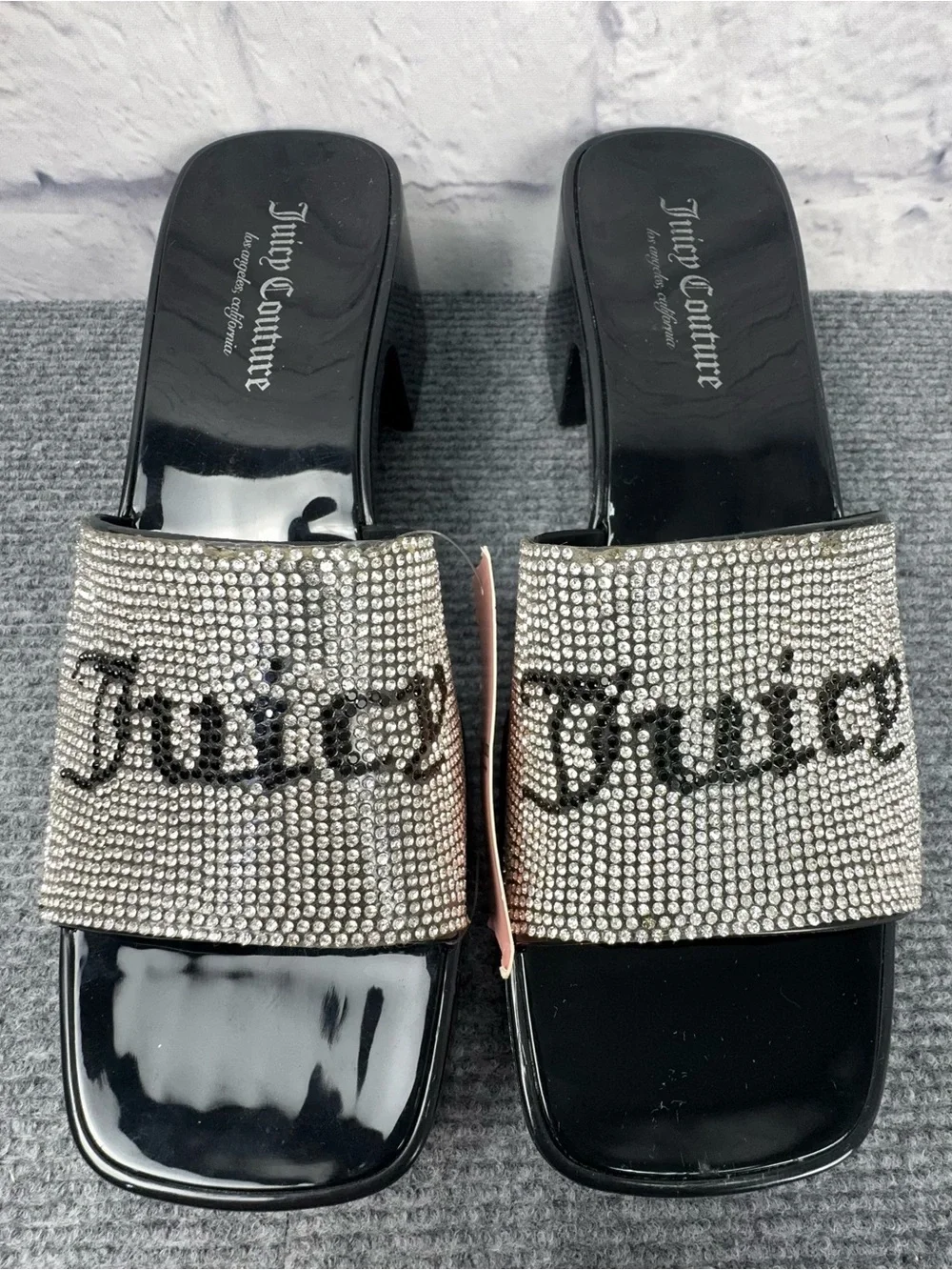 Juicy Couture Harmona Rhinestone Platform Slide Sandals NWT 9.5
